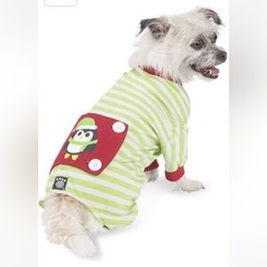 Petragous Penguin Dog Pajamas Green/White Striped